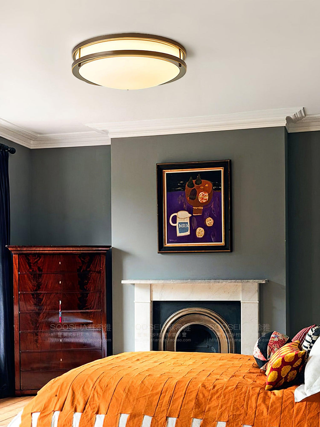 Whittier Natural Brass Flush Ceiling Light by FIFTH & BEAM — product view 12