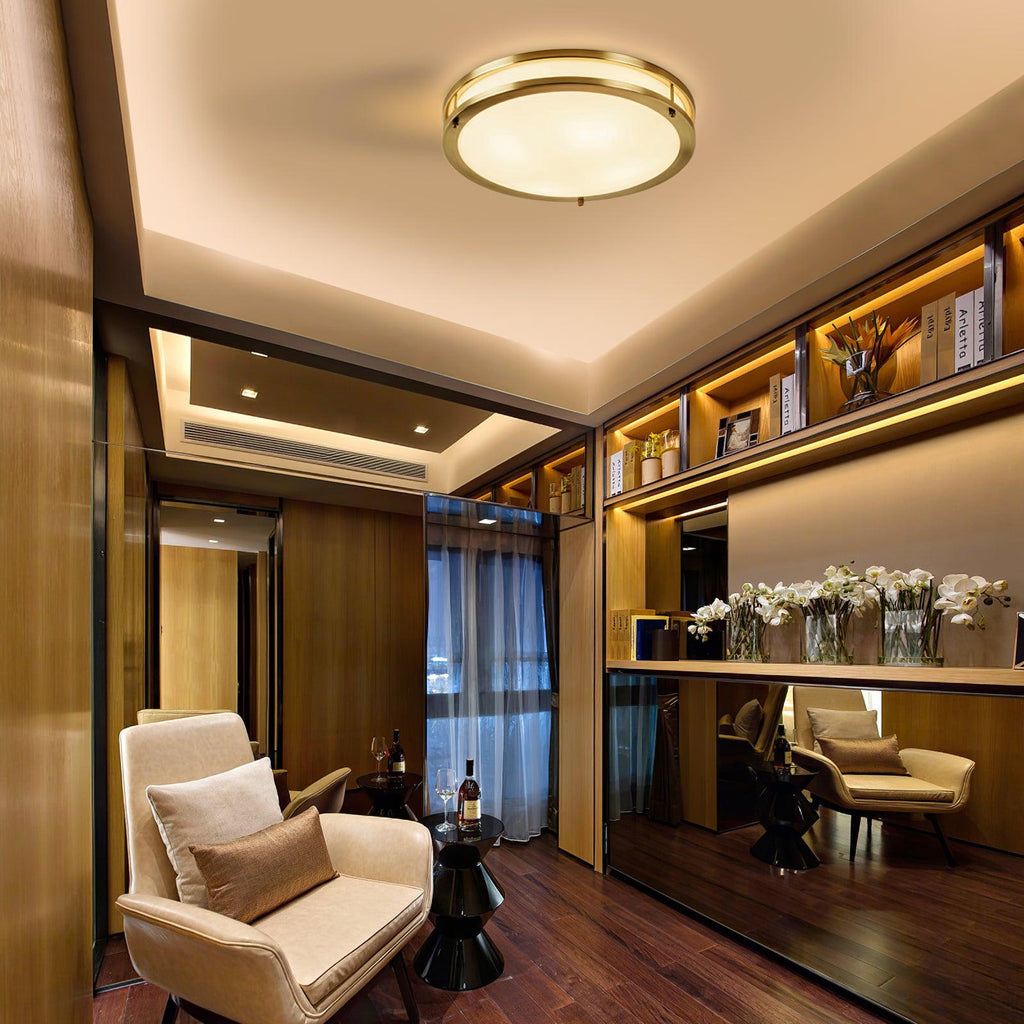Whittier Natural Brass Flush Ceiling Light by FIFTH & BEAM — product view 7
