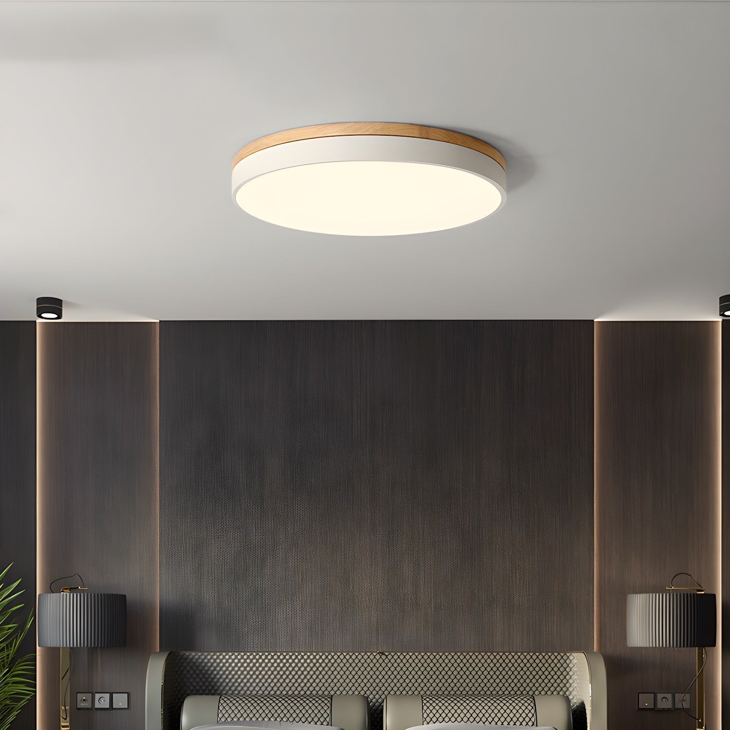 Zara Circular Wood Ceiling Lamp by FIFTH & BEAM — product view 13