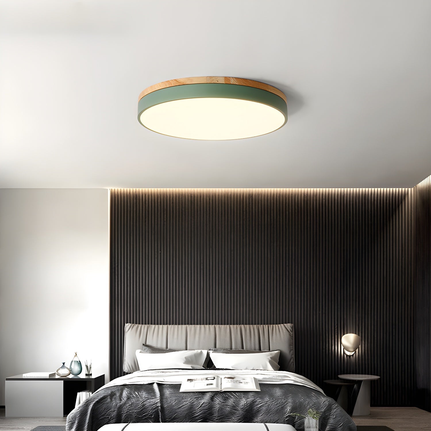 Zara Circular Wood Ceiling Lamp by FIFTH & BEAM — product view 11