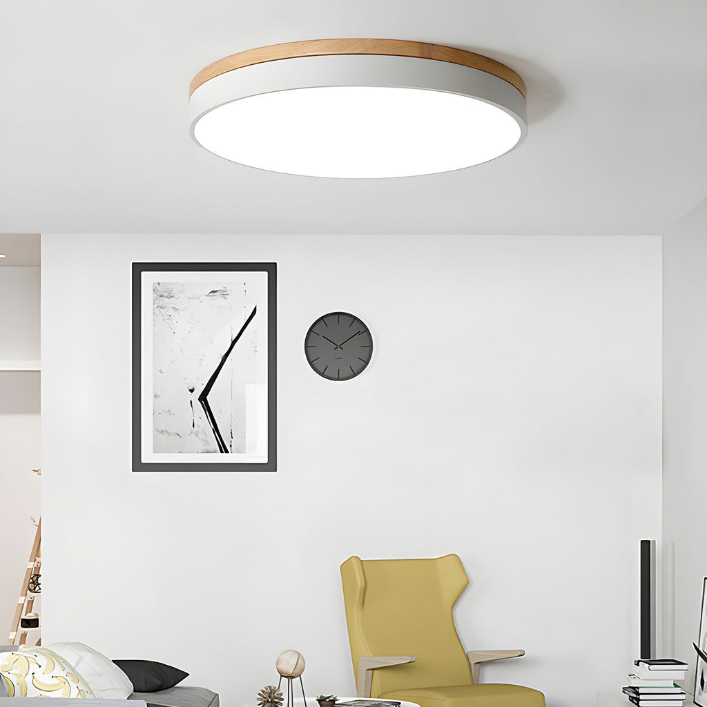 Zara Circular Wood Ceiling Lamp by FIFTH & BEAM — product view 4