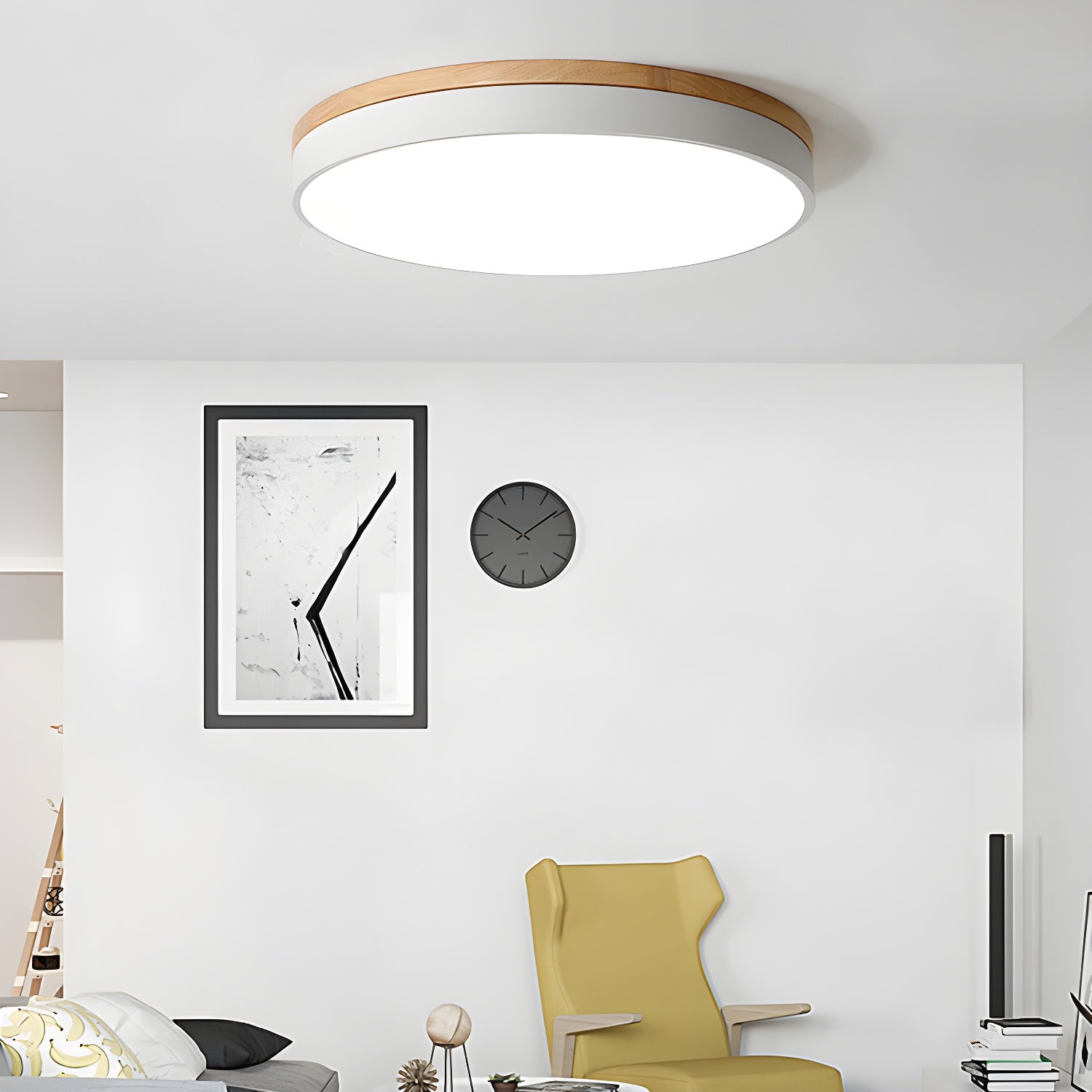 Zara Circular Wood Ceiling Lamp by FIFTH & BEAM — product view 4