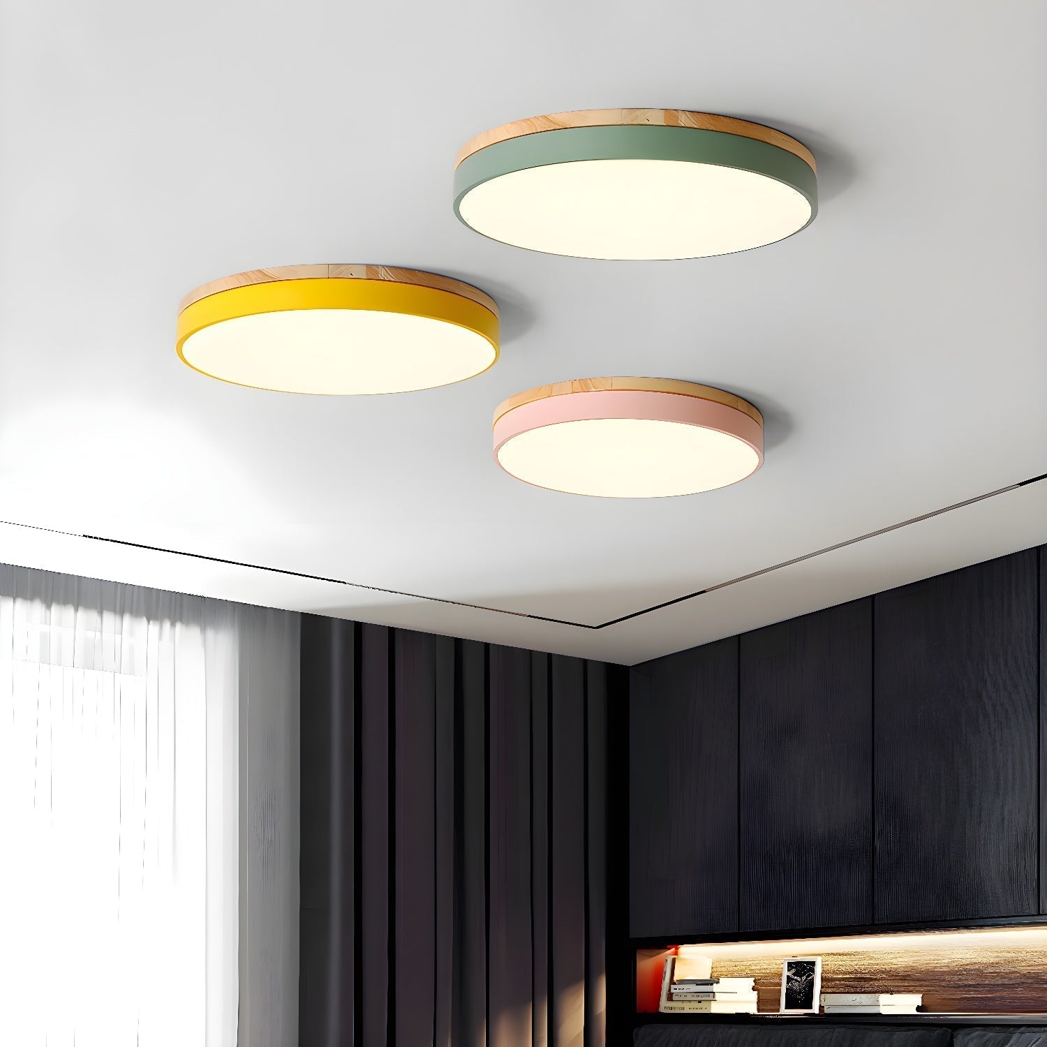 Zara Circular Wood Ceiling Lamp by FIFTH & BEAM — product view 15